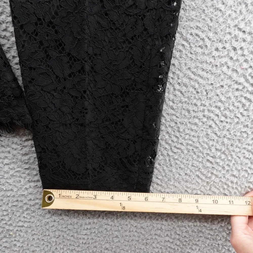J Crew Lace Pull On‎ Ankle Pants Size 2 Black Women Elastic Waist Scalloped Hem